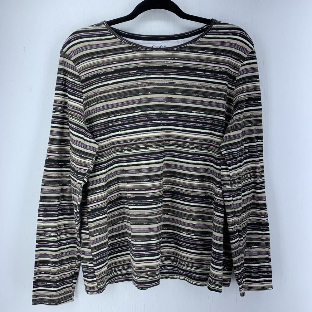 Croft Barrow Womens XXL  The Classic Tee Top Stretch‎ Casual Striped Comfort